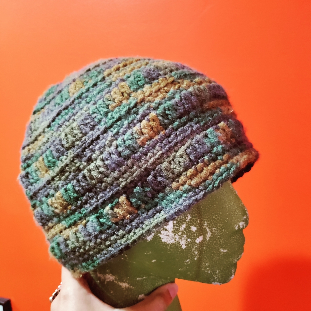 Green crochet beanie